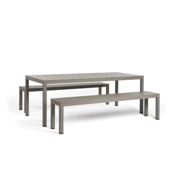 Set de Mesa + Bancas para comedor Rio 210 Aluminio - Nardi Italia
